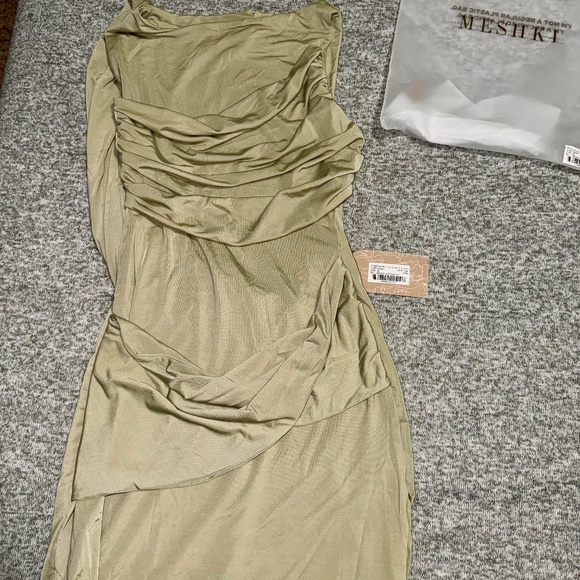 Meshki Slinky Drape Mini Dress - Sage (medium) - Picture 7 of 8